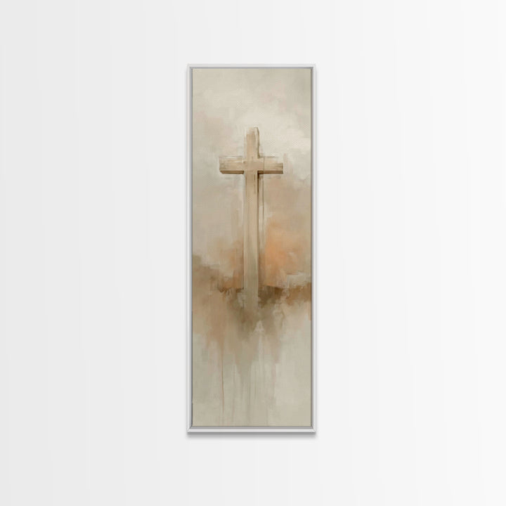 Desert Cross Stillness, Framed Canvas Print, Narrow Art, Christian Art Canvas, Christian Wall Art, Christian Art Painting, Christian Decor