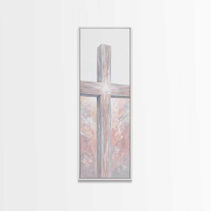 Radiant Cross Glory – Framed Canvas Print – Skinny Art – Christian Painting – Christian Art Canvas – Christian Wall Art – Christian Decor