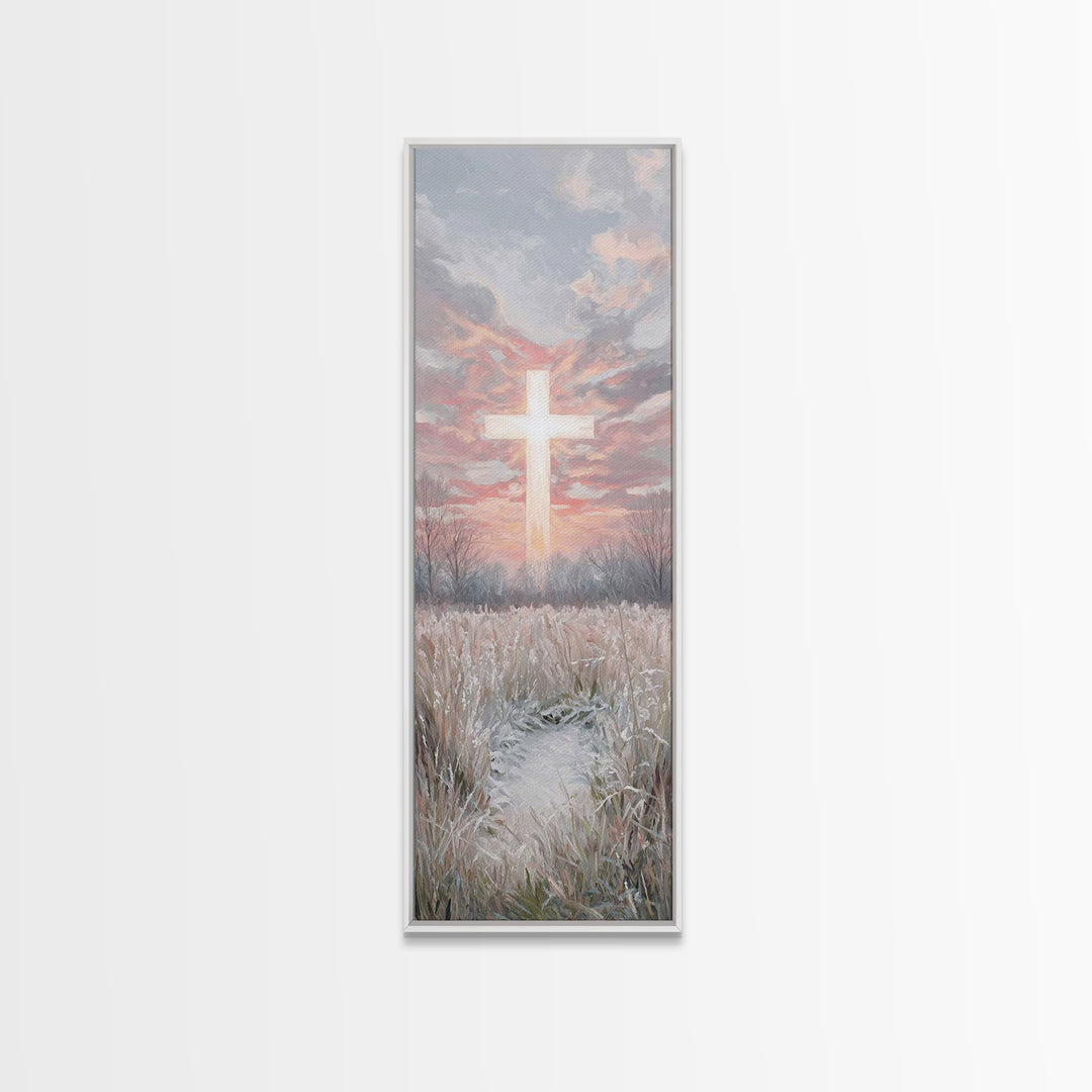 Dawn Of Grace – Framed Canvas Print – Jesus Painting – Christian Art Canvas – Tall Narrow Wall Art – Christmas Art – Christian Wall Art