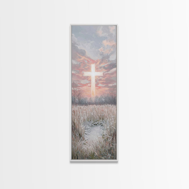 Dawn Of Grace – Framed Canvas Print – Jesus Painting – Christian Art Canvas – Tall Narrow Wall Art – Christmas Art – Christian Wall Art