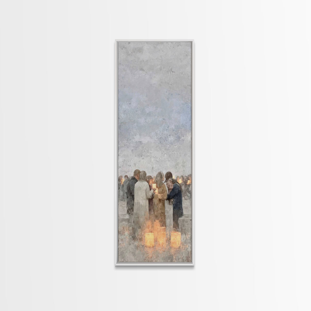 Holy Manger Light | Framed Canvas Print | Christmas Wall Art | Christian Christmas Decor | Christian Art Canvas | Skinny Art