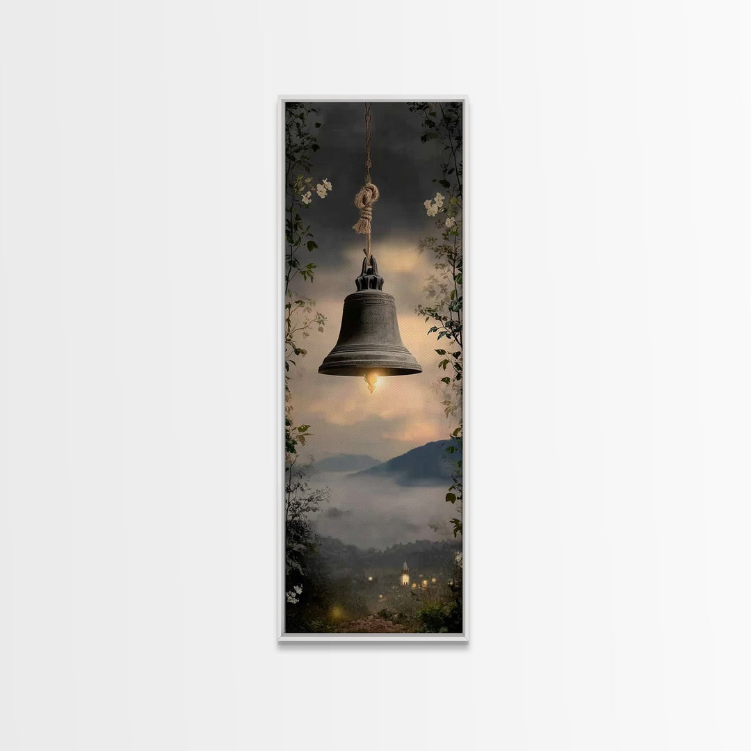 Evening Chapel Call – Framed Canvas Print – Christian Wall Art – Narrow Art – Christian Art Canvas – Christian Painting – Christian Decor
