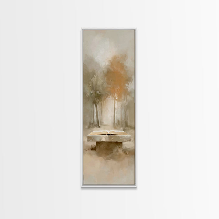 Autumn Scripture Glow | Framed Canvas Print | Christian Art Canvas | Christian Wall Art | Tall Skinny Art Print | Christian Painting | Chri