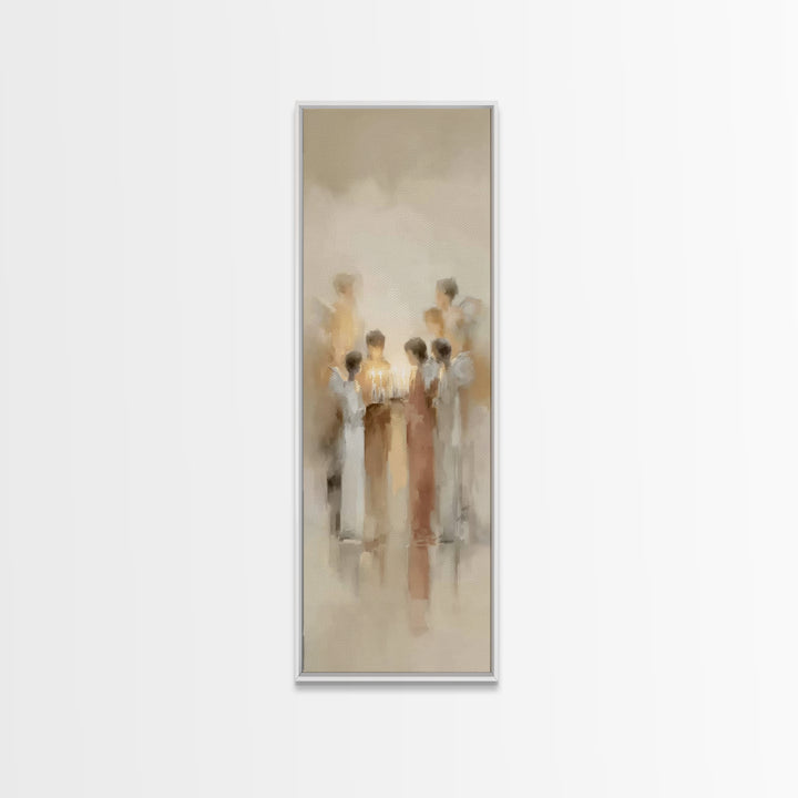 Heavenly Candle Vigil – Framed Canvas Print – Christian Wall Art – Christian Art Canvas – Narrow Art – Christmas Art – Christian Decor