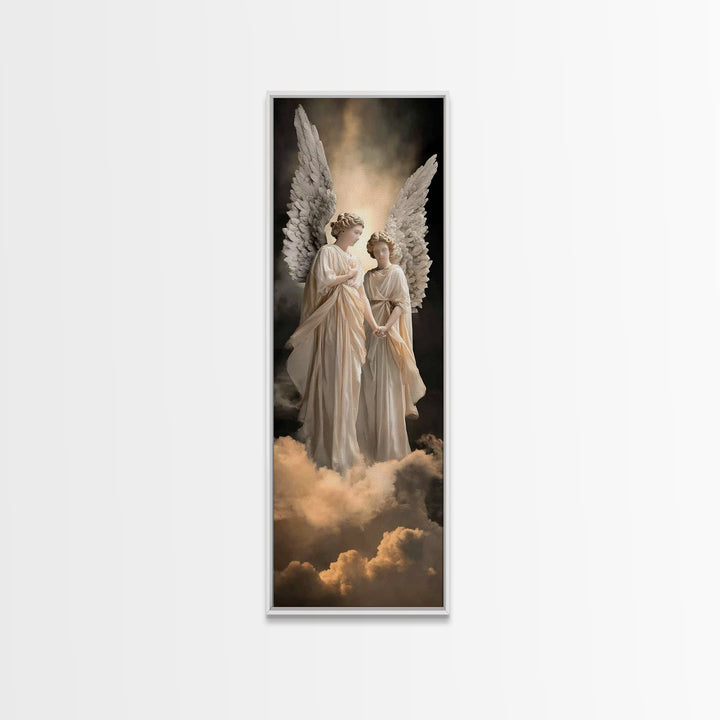 Angels Of Mercy – Framed Canvas Print | Christian Art Canvas | Christian Wall Art | Narrow Art | Christian Christmas Art | Christian Gift I