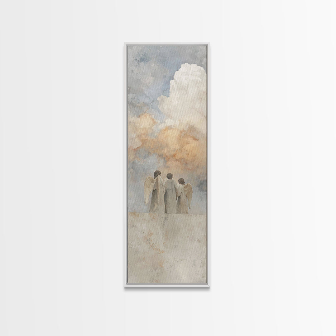 Angels In Prayer – Framed Canvas Print, Christian Wall Art, Christian Art Canvas, Narrow Art, Christian Christmas Art, Christian Gift Ideas
