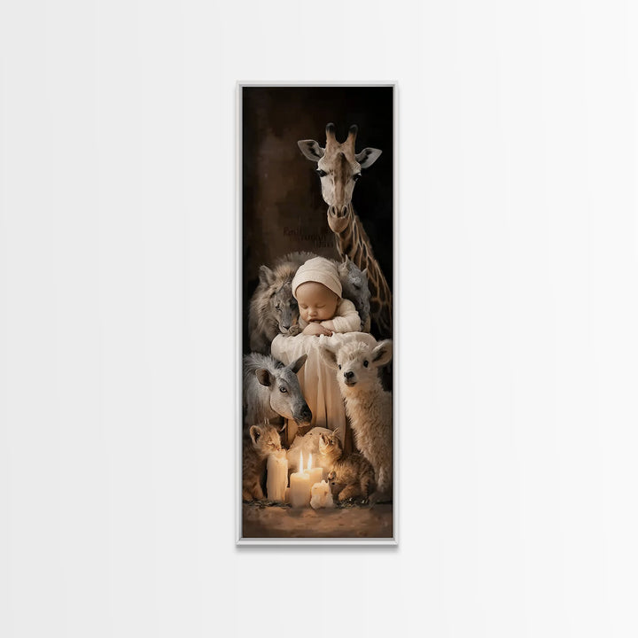Gentle Kingdom Watch – Framed Canvas Print – Christian Christmas Art – Christian Wall Art – Tall Skinny Art Print – Jesus Art Print – Chris