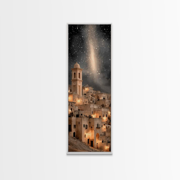 Bethlehem Night Wonder – Framed Canvas Print – Christmas Wall Art – Christian Art Canvas – Tall Skinny Art Print – Christian Christmas Deco