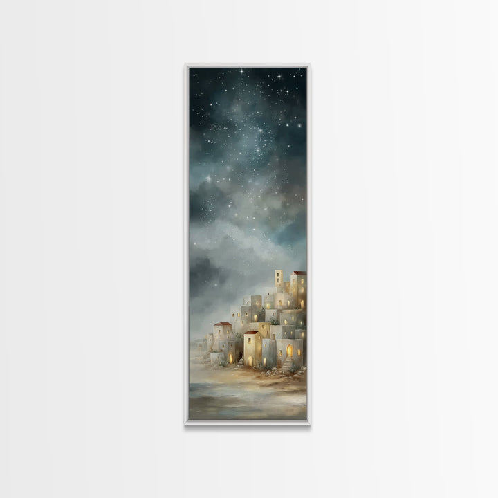 Holy City Glow – Framed Canvas Print – Tall Skinny Art Print – Christian Christmas Art – Christian Art Canvas – Christian Wall Art – Christ