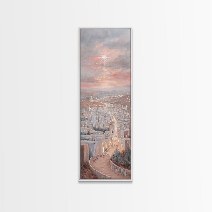 Pilgrims of Promise – Framed Canvas Print – Narrow Art – Christian Art Canvas – Christmas Art – Christian Wall Art – Christian Christmas –