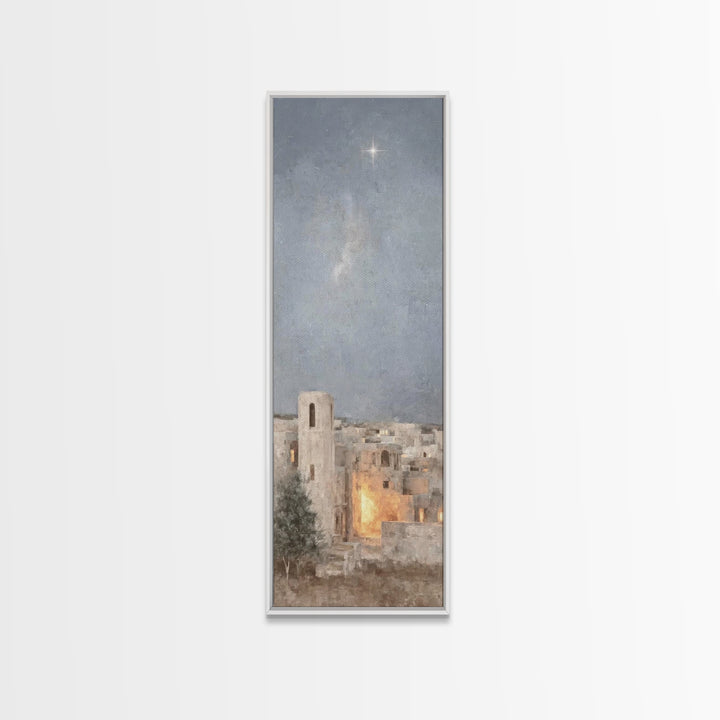 Night of Wonder – Framed Canvas Print – Tall Narrow Wall Art – Christian Christmas Art – Christian Wall Art – Christian Art Canvas – Christ