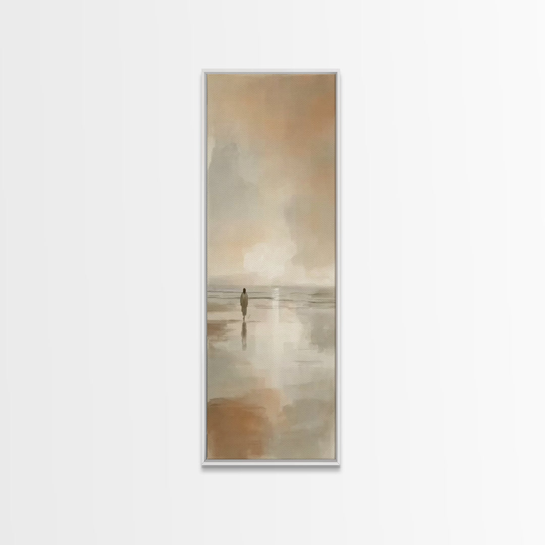 Shoreline Of Peace | Framed Canvas Print | Narrow Art | Christian Wall Art | Christian Art Canvas | Jesus Painting | Christian Christmas Ar