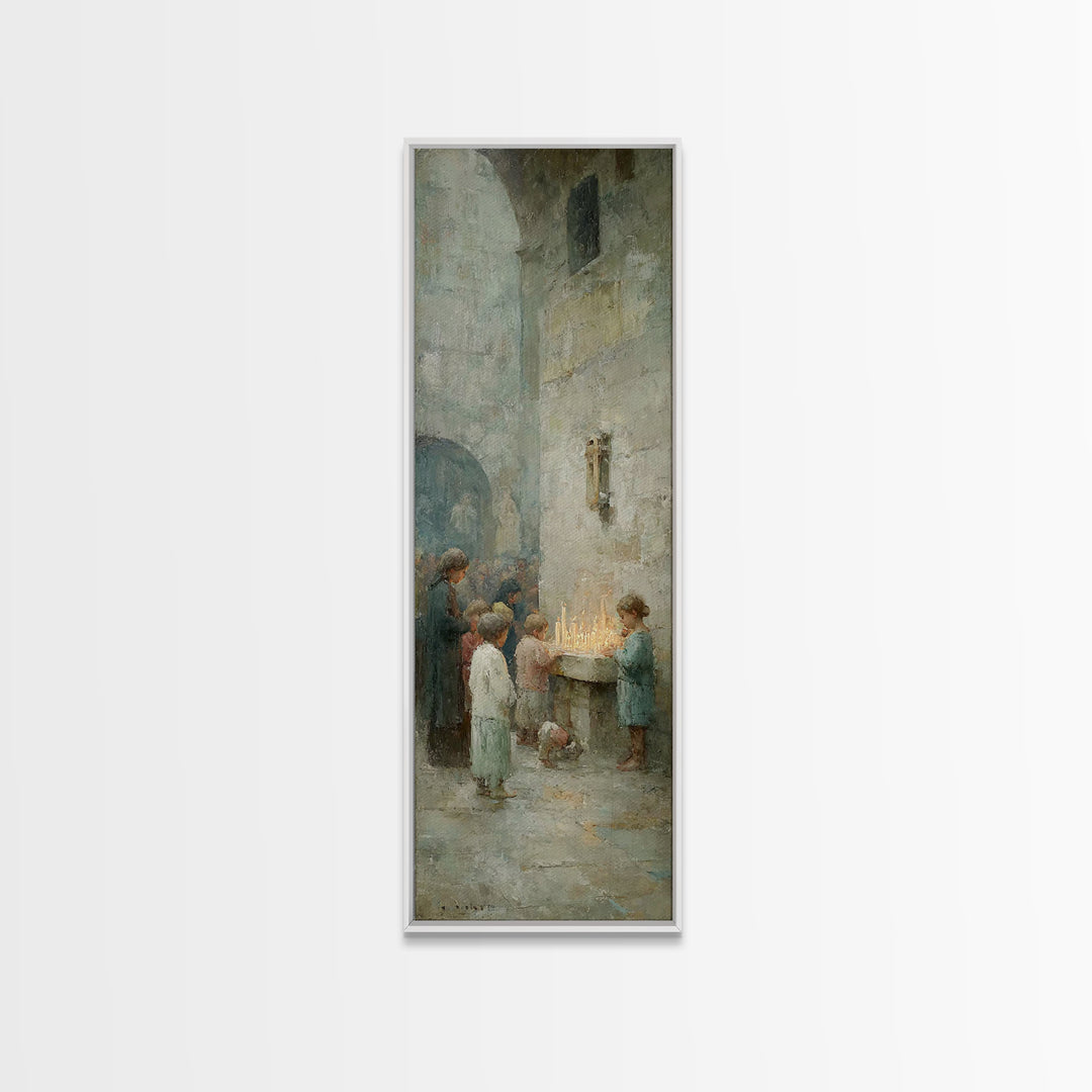 Candles Of Devotion - Framed Canvas Print - Christian Art Canvas - Christian Wall Art - Christmas Art - Christian Art Print - Tall Skinny A