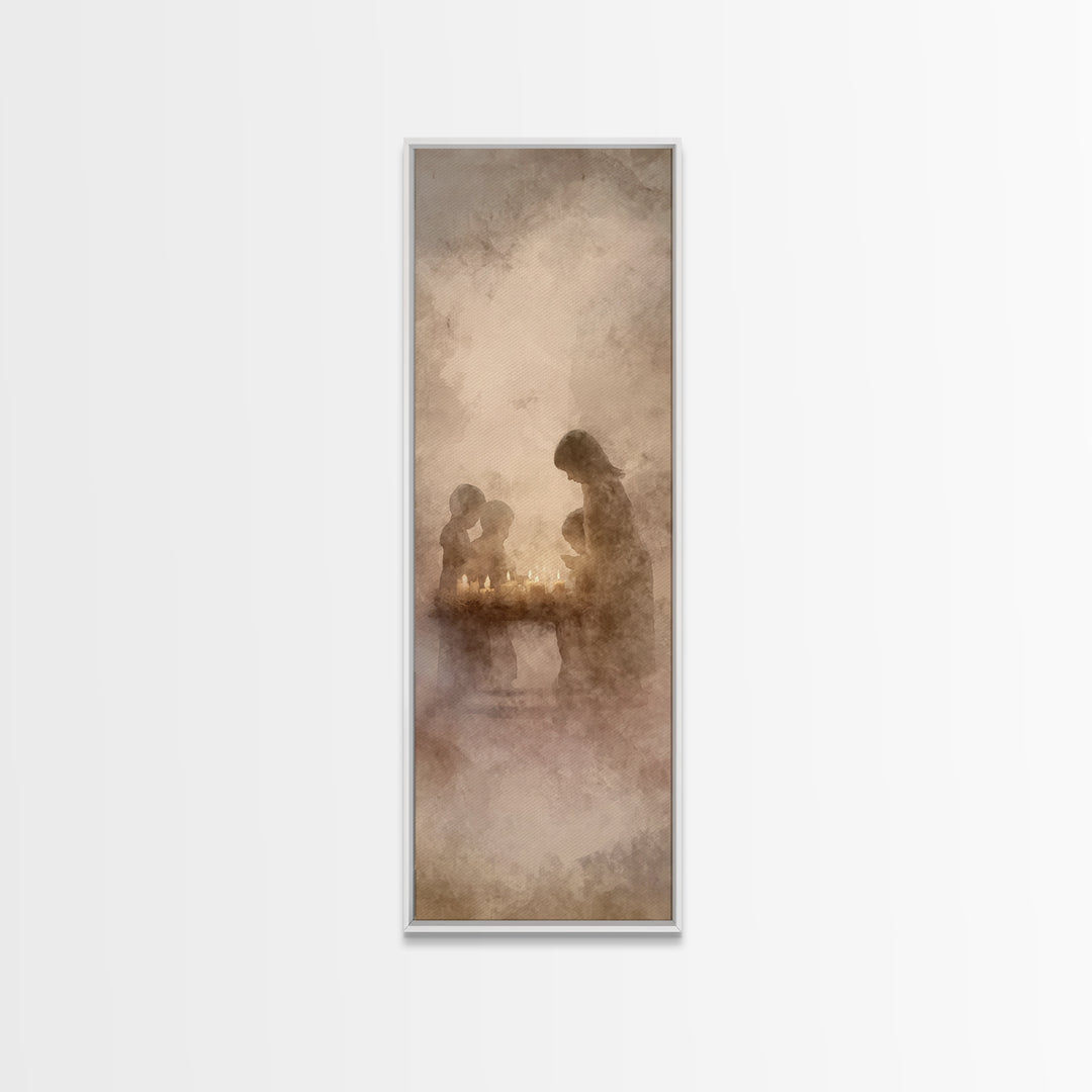 Heavenly City Glow - Framed Canvas Print - Christian Art Print - Christian Wall Art - Christian Decor - Tall Narrow Wall Art - Christmas Ar