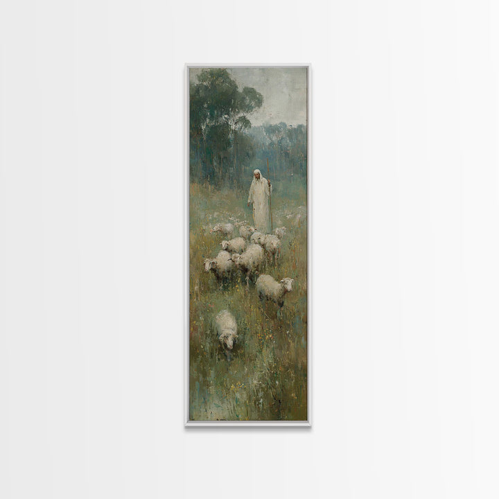 Follow The Shepherd - Framed Canvas Print - Christian Art Canvas - Christian Wall Art - Large Christian Painting - Skinny Art - Jesus Art