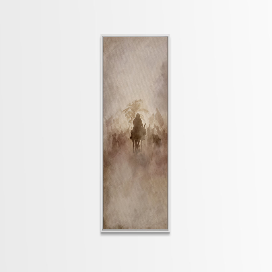 Palm Branch Dawn – Framed Canvas Print – Christian Art Canvas – Christian Art – Tall Skinny Art Print – Jesus Painting – Christian Wall Art