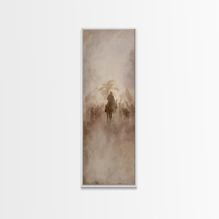 Palm Branch Dawn – Framed Canvas Print – Christian Art Canvas – Christian Art – Tall Skinny Art Print – Jesus Painting – Christian Wall Art