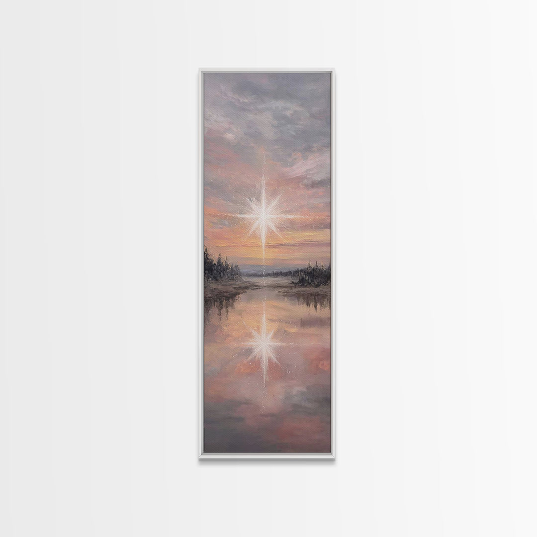Silent Birth Refuge – Framed Canvas Print – Christian Wall Art – Vintage Christmas Art – Christian Art Print – Skinny Art