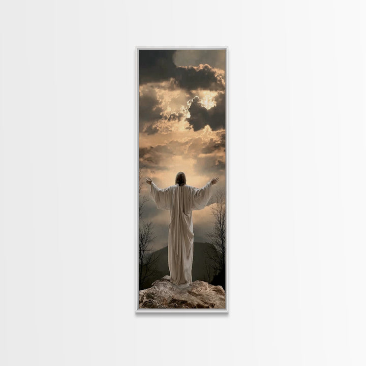 Radiant Summit Grace – Framed Canvas Print – Christian Wall Art – Jesus Painting – Tall Narrow Wall Art – Christian Art Canvas – Christmas