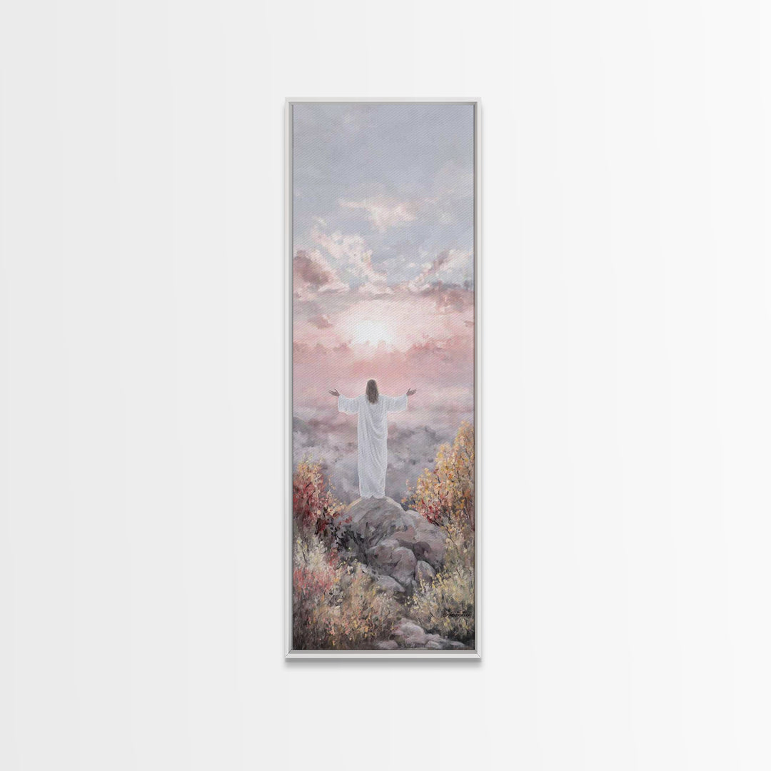 Dawn of Mercy Light, Framed Canvas Print, Christian Art Canvas, Jesus Painting, Christian Wall Art, Skinny Art, Christian Christmas Art, Ch