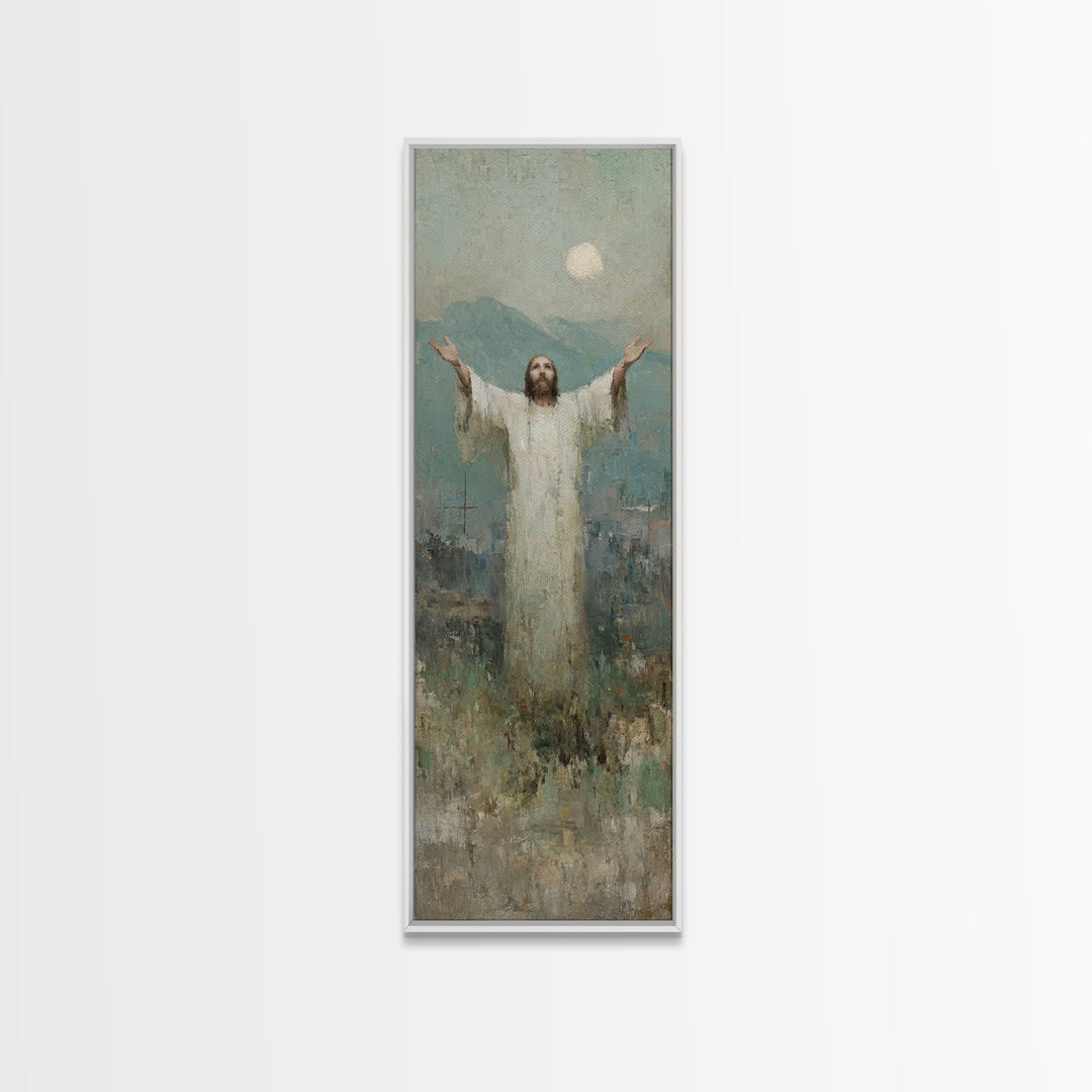 Light of Salvation Grace – Framed Canvas Print – Christian Christmas Art – Jesus Painting – Christian Wall Art – Tall Narrow Wall Art – Chr