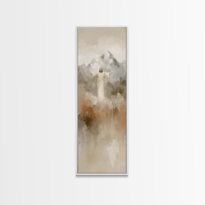 Sacred Misty Dawn | Framed Canvas Print | Jesus Painting | Christian Art Canvas | Christian Wall Art | Skinny Art | Christian Christmas Art
