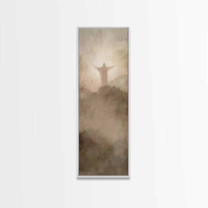 Shepherd’s Quiet Path – Framed Canvas Print – Christian Art Canvas – Jesus Painting – Christian Wall Art – Tall Skinny Art Print – Christma
