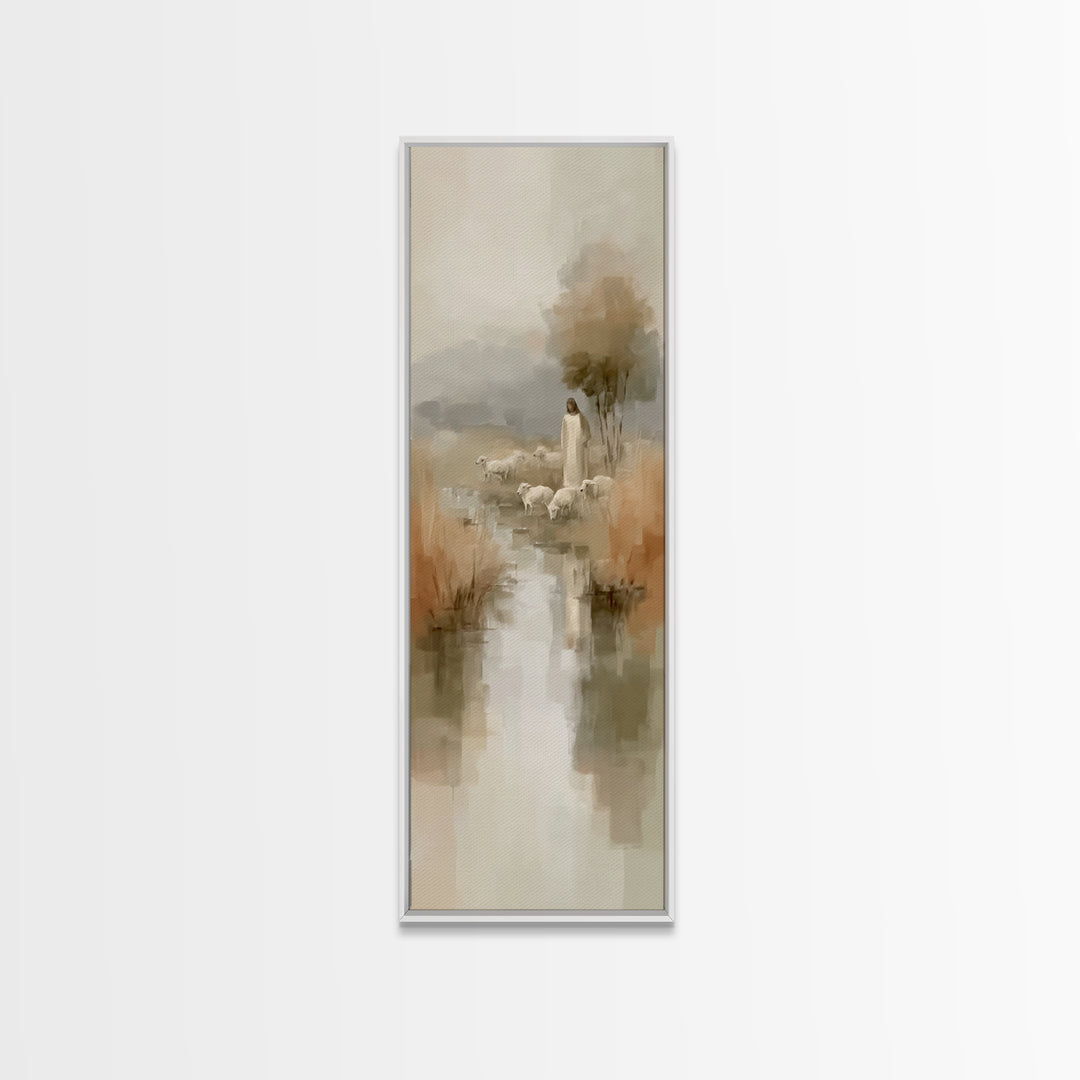 Valley of Still Grace – Framed Canvas Print – Jesus Painting – Christian Wall Art – Christian Art Canvas – Skinny Art – Christian Christmas