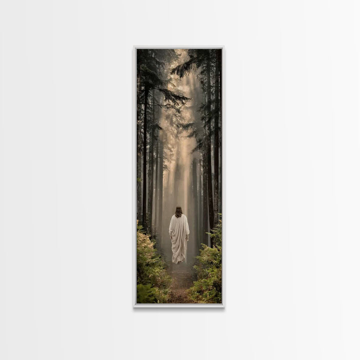 Heavenly Woodland Path – Framed Canvas Print – Christian Wall Art – Christian Art Canvas – Jesus Painting – Tall Skinny Art Print – Christi