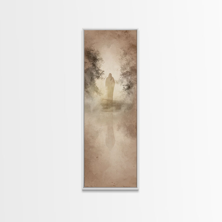 Autumn Prayer Walk | Framed Canvas Print | Christian Art Canvas | Jesus Painting | Christian Wall Art | Narrow Art | Christian Christmas Ar