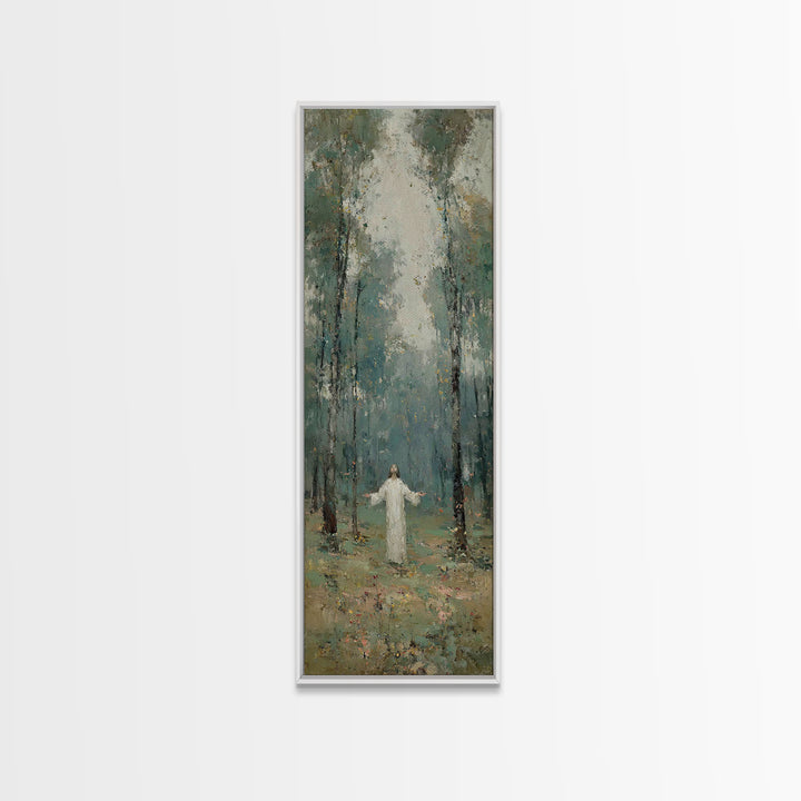 Radiant Woods Blessing, Framed Canvas Print, Christian Wall Art, Christian Art Canvas, Jesus Painting, Tall Narrow Wall Art, Christian Chri