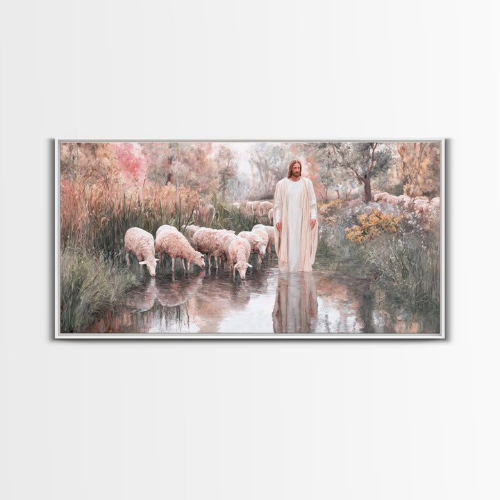 Pastoral Sunrise - Framed Canvas Print - Christian Wall Art - Christian Art Canvas - Christian Gift - Jesus Painting - Christian Art