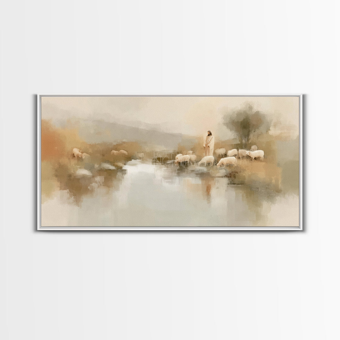 River of Peace | Framed Canvas Print | Christian Art Canvas | Jesus Painting | Christmas Art | Christian Wall Art | Subtle Christian Art