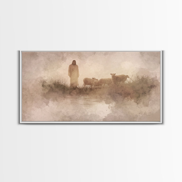 Morning Grace, Framed Canvas Print, Christian Art Print, Jesus Painting, Christian Wall Art, Christian Christmas Art, Minimalist Christian