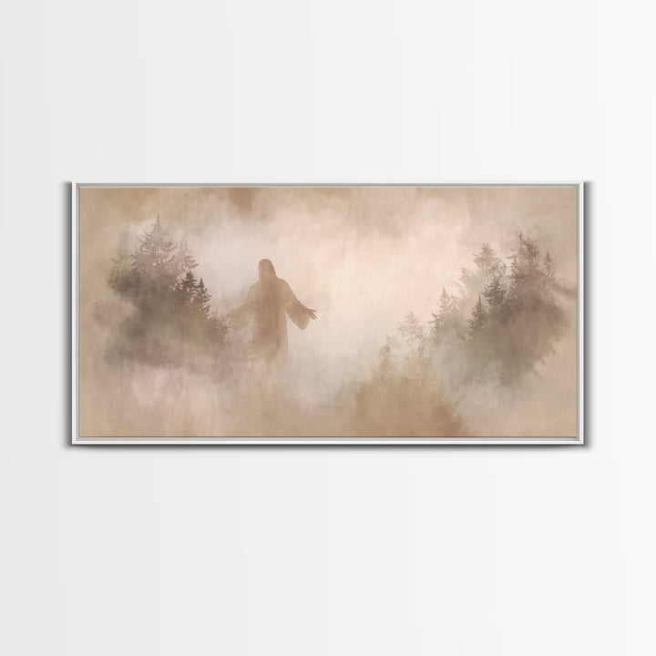 Heavenly Stillness – Framed Canvas Print – Christian Art Canvas – Jesus Painting – Christian Wall Art – Moody Christmas Art – Christian Dec