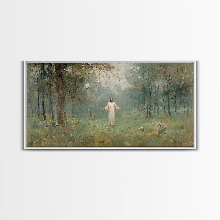 Light of Salvation, Framed Canvas Print, Christian Wall Art, Jesus Painting, Christian Christmas Art, Christian Art Canvas, Modern Christia