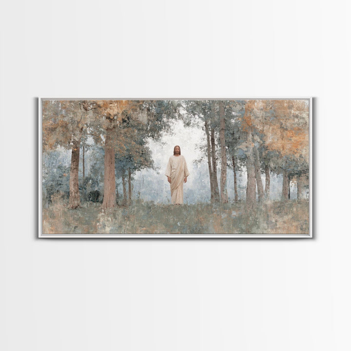 Divine Meadow, Framed Canvas Print, Christian Wall Art, Jesus Painting, Christian Art Canvas, Subtle Christian Art, Christian Christmas Art