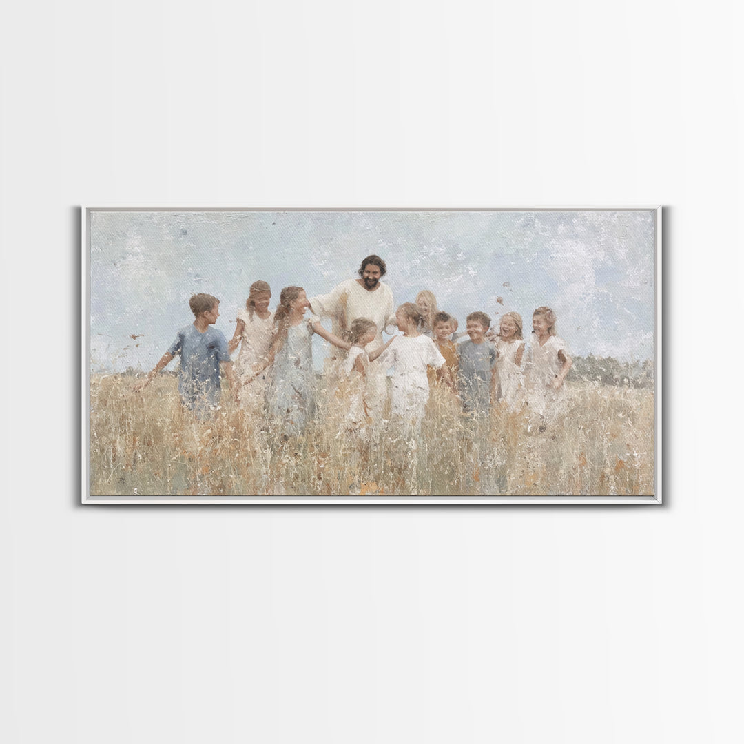 Fields Of Joy – Framed Canvas Print – Christian Wall Art – Jesus Painting – Christian Art Canvas – Christmas Art – Christian Decor