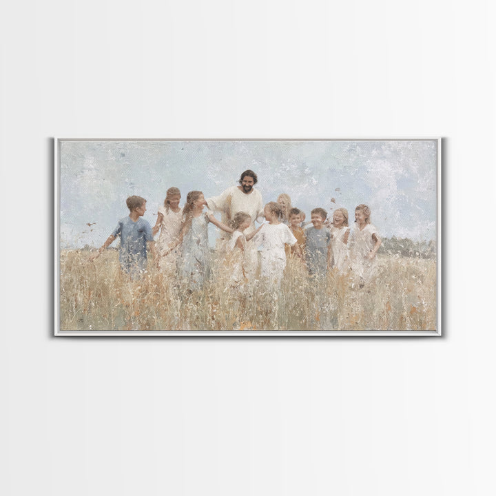Fields Of Joy – Framed Canvas Print – Christian Wall Art – Jesus Painting – Christian Art Canvas – Christmas Art – Christian Decor