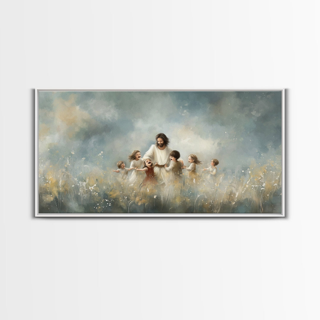 Gentle Shepherd Light | Framed Canvas Print | Christian Art Canvas | Jesus Painting | Christian Wall Art | Christian Christmas Art | Christ