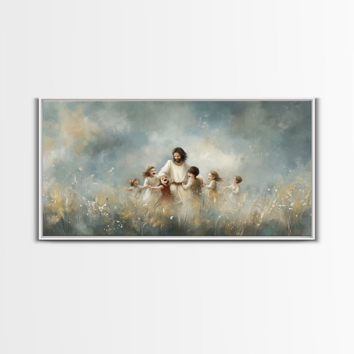 Gentle Shepherd Light | Framed Canvas Print | Christian Art Canvas | Jesus Painting | Christian Wall Art | Christian Christmas Art | Christ