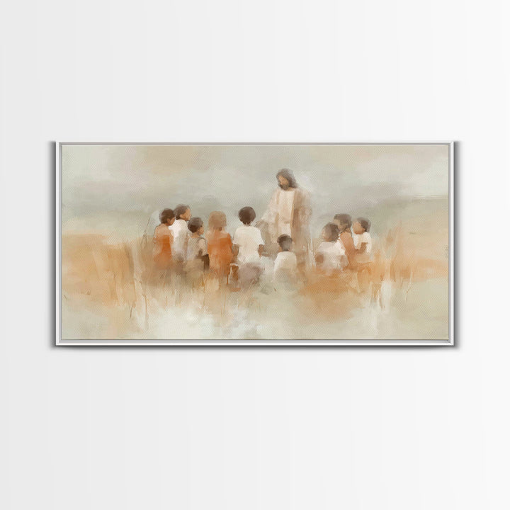 Meadow Of Hope, Framed Canvas Print, Christian Art Print, Christian Wall Art, Jesus Painting, Christmas Wall Art, Christian Decor, Modern C