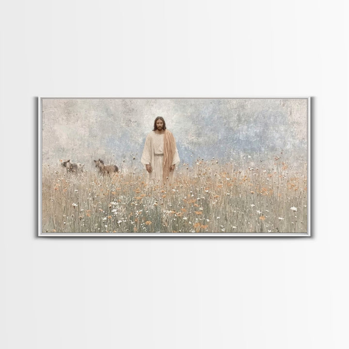 Sacred Garden Quiet, Framed Canvas Print, Christian Art Print, Jesus Paintings, Christian Wall Art, Christmas Art Prints, Christian Decor,