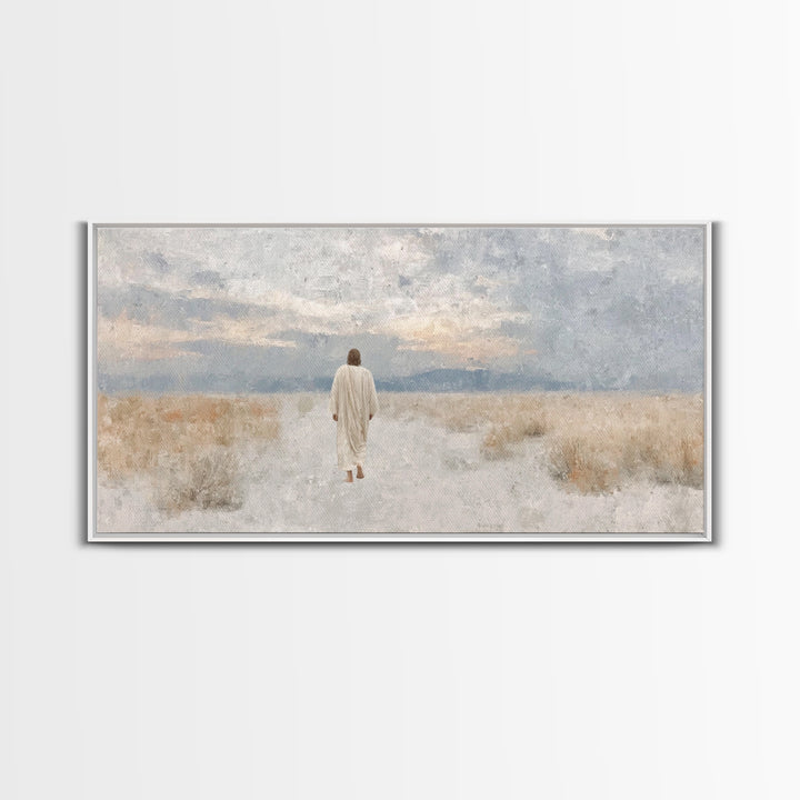 Desert Dawn Path – Framed Canvas Print – Christian Wall Art – Jesus Painting – Christian Art Canvas – Christian Decor – Modern Christian Ar