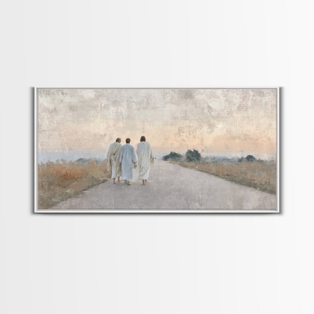 Road Of Companions | Framed Canvas Print | Christian Art Canvas | Christian Wall Art | Christian Paintings | Jesus Painting | Christian Dec
