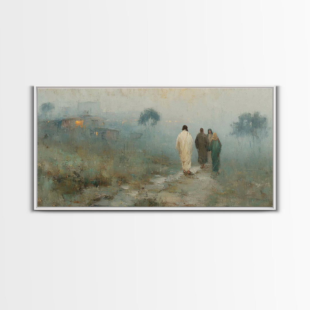 Walk To Hope | Framed Canvas Print | Christian Art Canvas | Jesus Painting | Modern Christian Art | Christian Wall Art | Christmas Art
