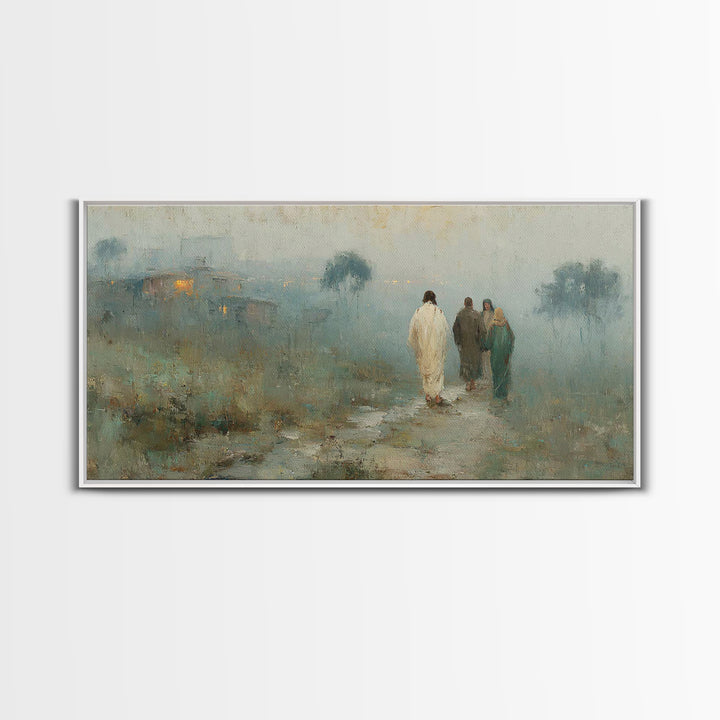 Walk To Hope | Framed Canvas Print | Christian Art Canvas | Jesus Painting | Modern Christian Art | Christian Wall Art | Christmas Art