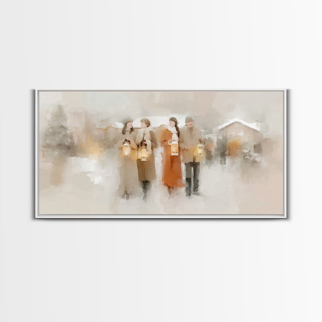 Lantern Fellowship | Framed Canvas Print | Christian Christmas Art | Christmas Wall Art | Christian Art Canvas | Modern Christian Art | Xma