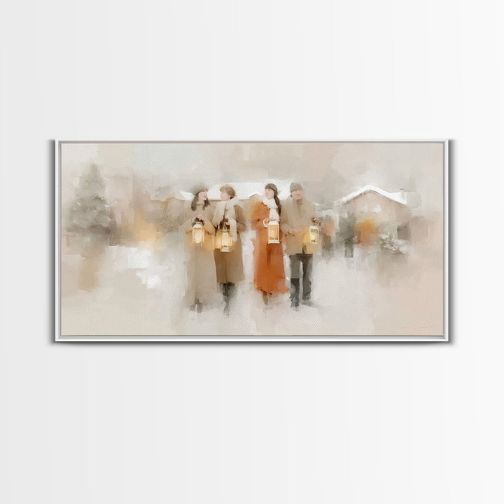 Lantern Fellowship | Framed Canvas Print | Christian Christmas Art | Christmas Wall Art | Christian Art Canvas | Modern Christian Art | Xma