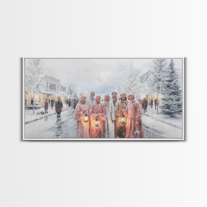 Snowlit Harmony, Framed Canvas Print, Christian Wall Art, Christmas Art Prints, Christian Christmas Art, Christian Art Canvas, Christian Gi